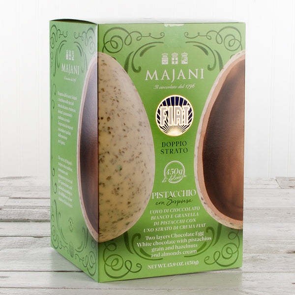 White Chocolate Fiat Easter Egg with Pistachio Crumbles and Cream - 15.9 oz