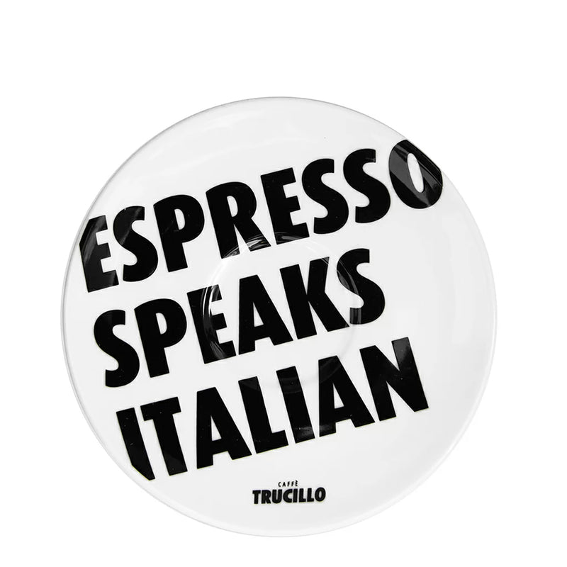 "Espresso Speaks Italian" Espresso Cup and Saucer Set of 6