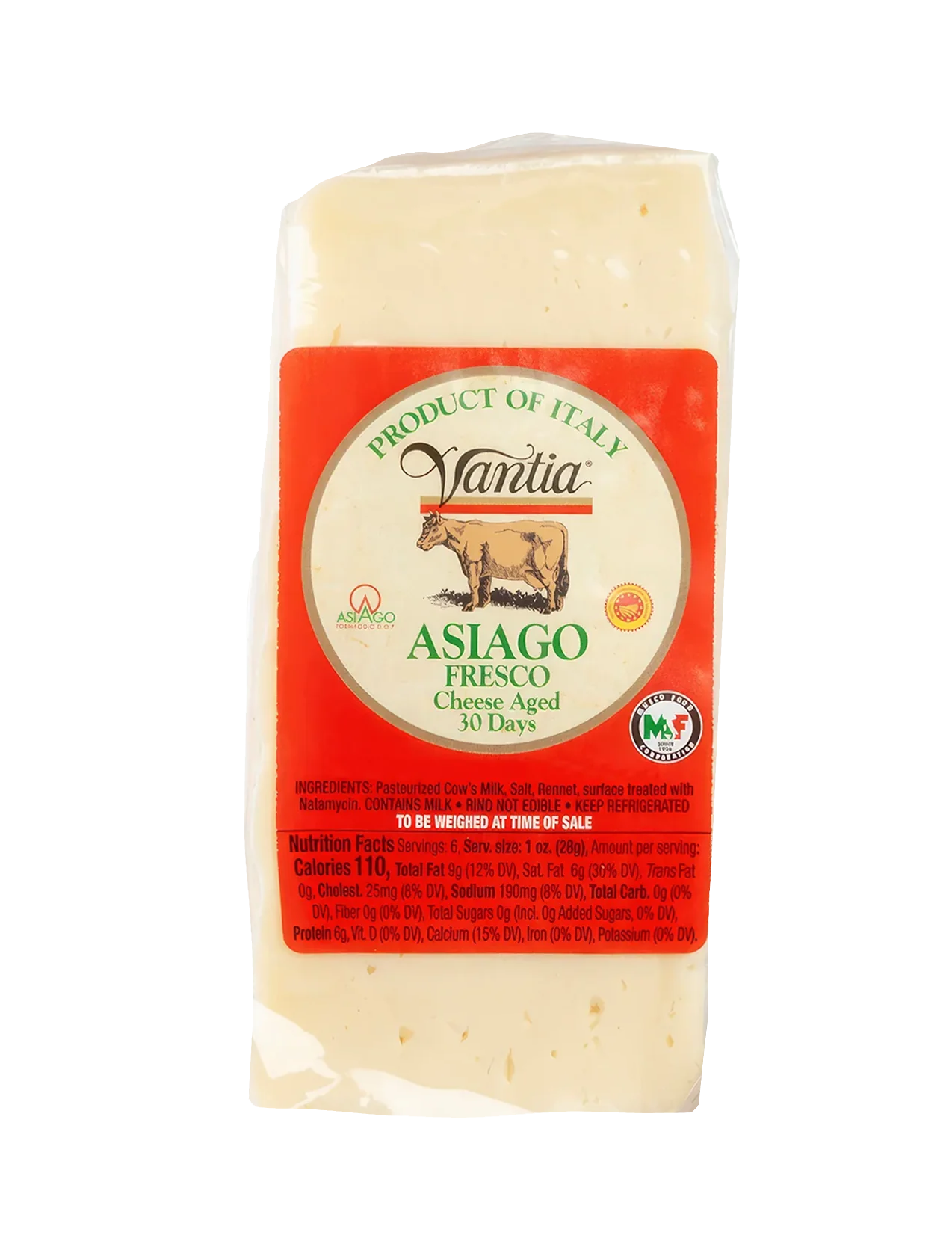 Asiago Fresco PDO - 7 oz. wedge, image size:1274x1680