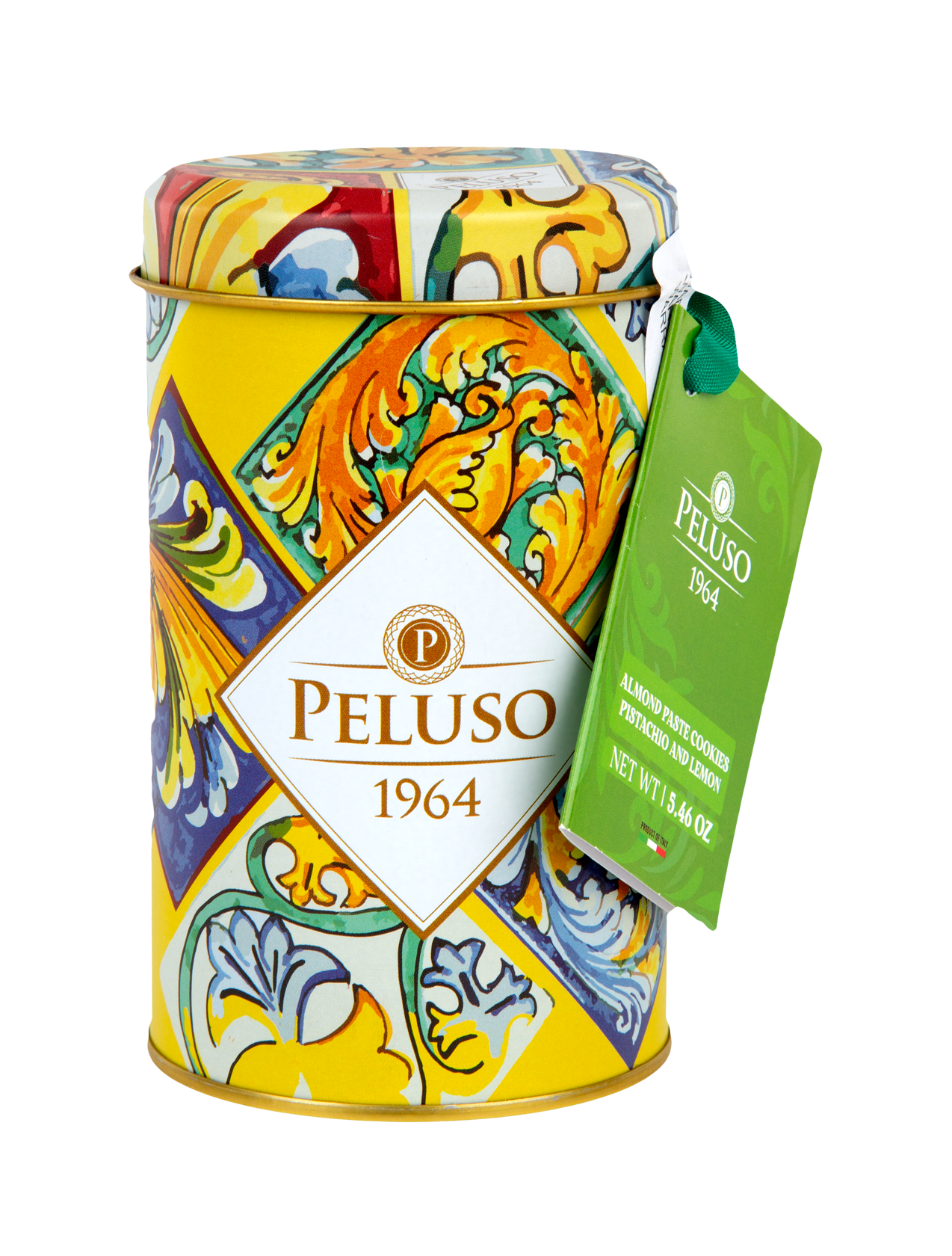 Peluso Sicilian Almond Paste Pistachio Lemon Cookies in Gift Tin
