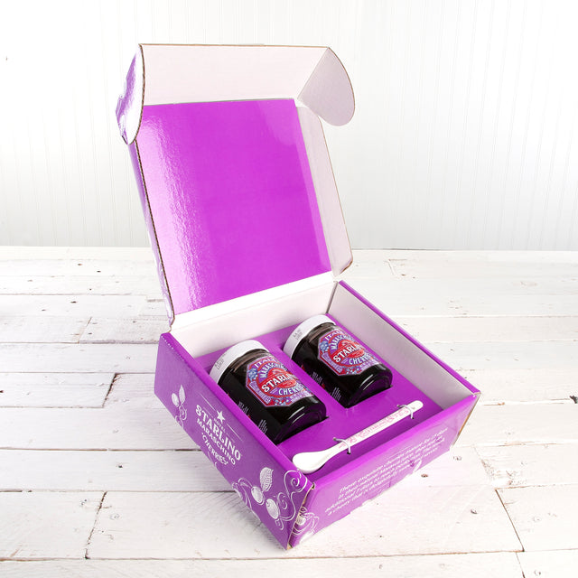 Hotel Starlino Italian Maraschino Cherries Gift Set – 2 x 14.1 oz Jars with Serving Spoon