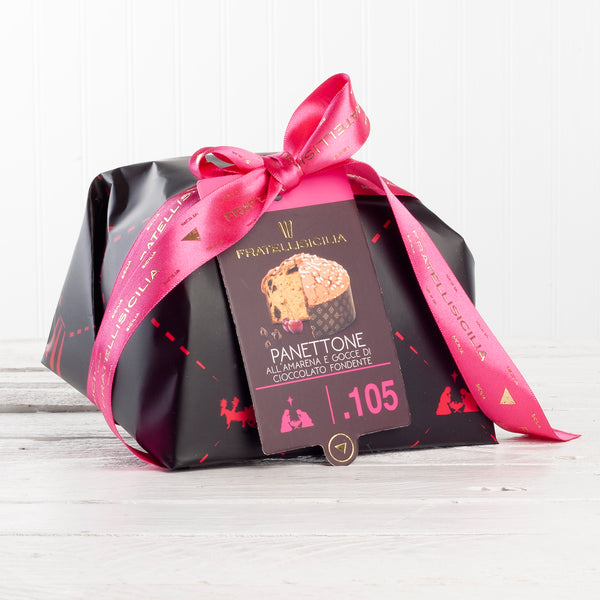 Panettone with Candied Black Amarena Cherries and Dark Chocolate Cubes - 1.1 lb