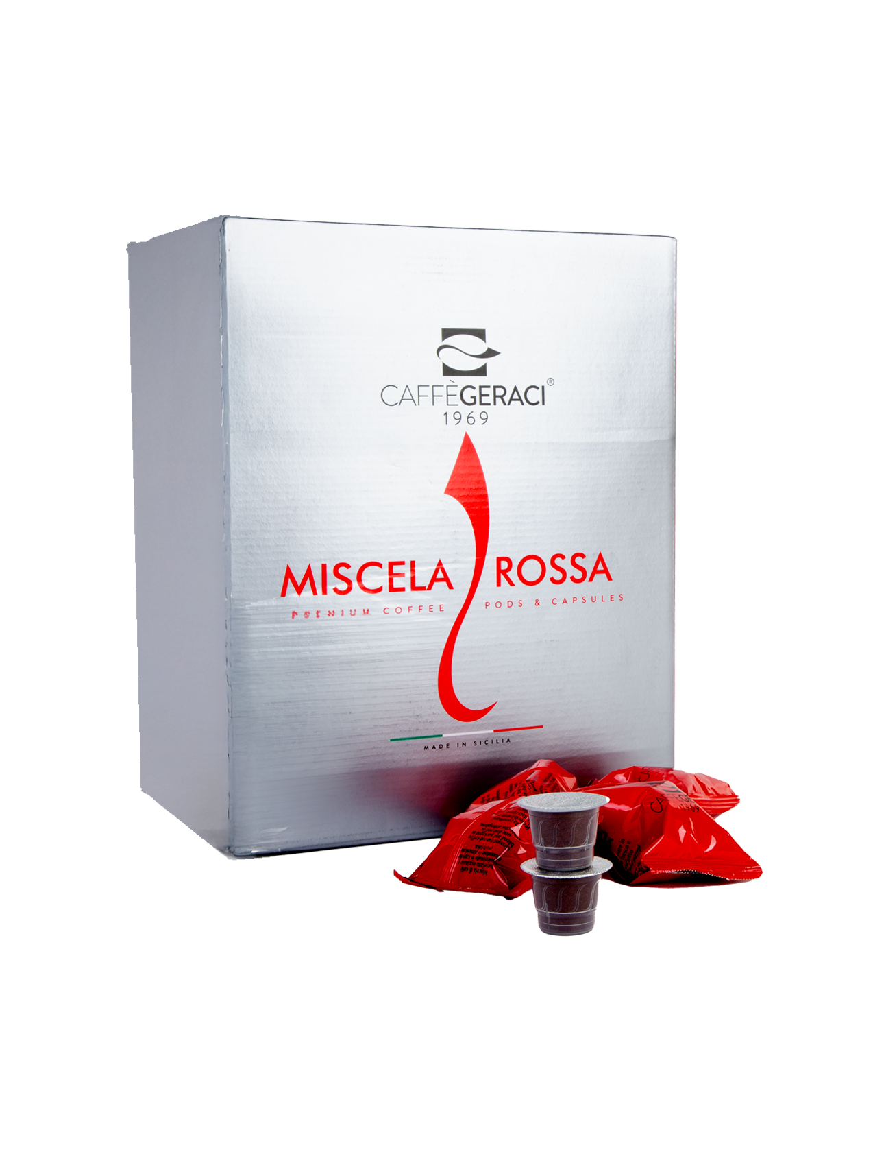 Geraci Sicilian Espresso Capsules for Nespresso Original packaging on a white background