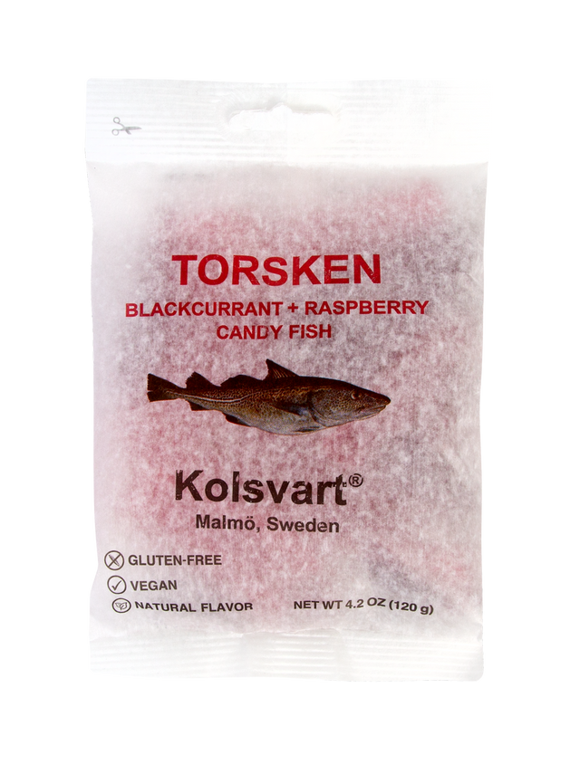 Torsken (Cod)- Raspberry & Blackcurrant Swedish Fish - 4.2 oz