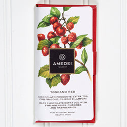 70% Dark Chocolate with Cherries, Strawberries and Raspberries Bar - 50gr