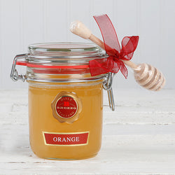 Orange Honey in Glass Jar with Wooden Honey Dipper  - 14.1 oz