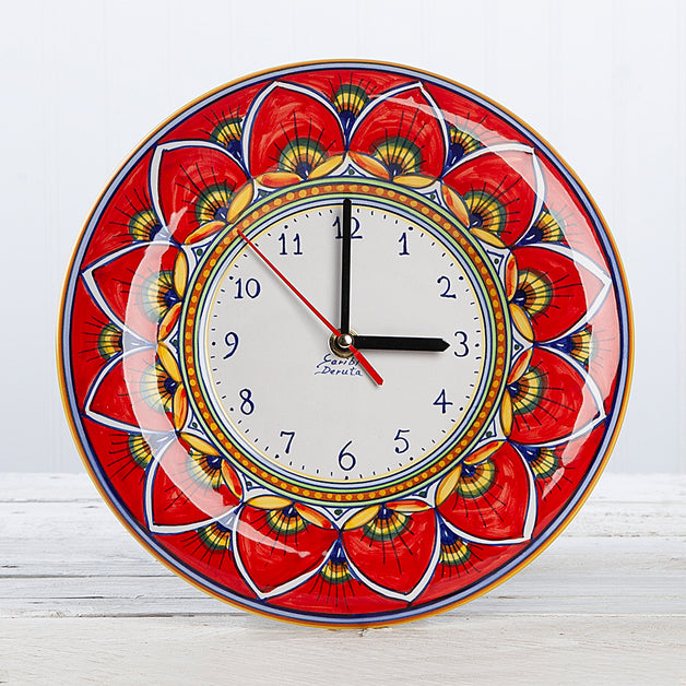 Deruta Geometric Peacock Pattern Wall Clock